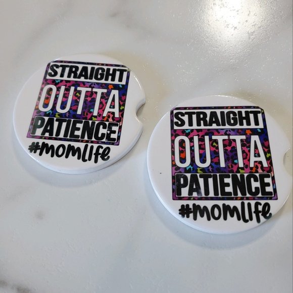 Set Of 2 Ceramic Car Coasters #MOMLIFE - Picture 1 of 6